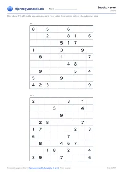 Sudoku – svær til print – side 1 af PDF'en